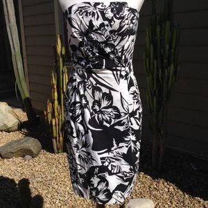 White House Black Market Strapless Floral Midi